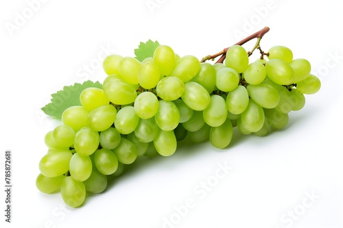 Green grapes on white background  Fresh Green grapes