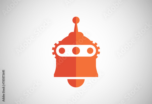 Robot bell logo design vector illustration