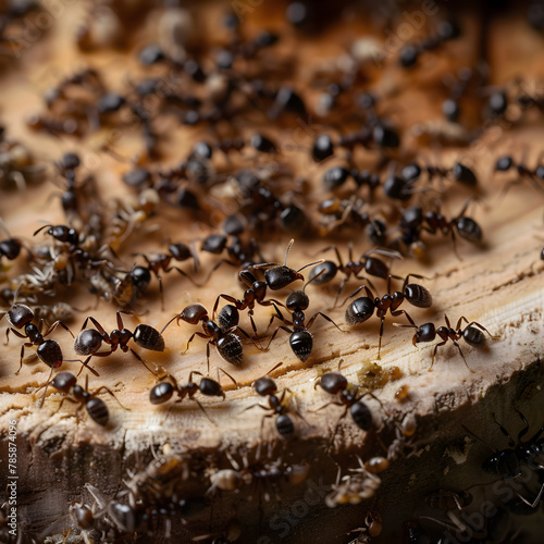 Close-Up Detailed View of Odorous House Ants Foraging in Domestic Environment © Glen