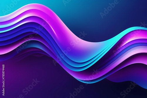Gradient background of abstract fluid wavy shapes. Smooth and colorful abstract background with a futuristic gradient of mixed blue and purple colors.