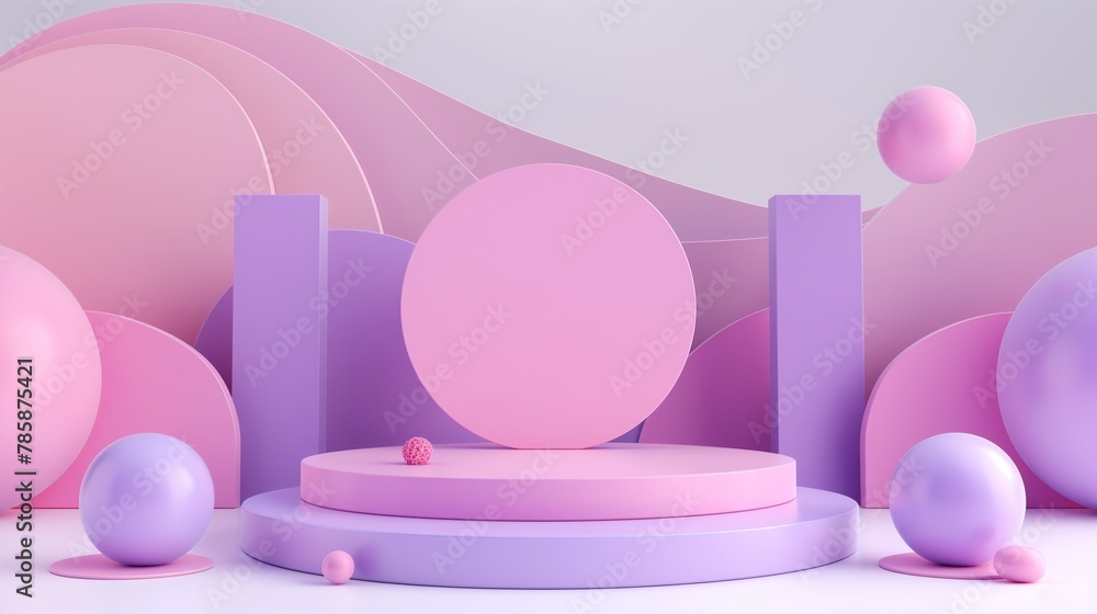 violet and pink pastel 3d abstract geometric pedestal background vector. presentation cover product theme background for sales online shopping, podium scene. pedestal podium. Minimal scene