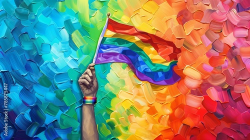 oil paint rainbow pride flag for pride month. pride month rainbow colorful wallpaper. festival celebration.	