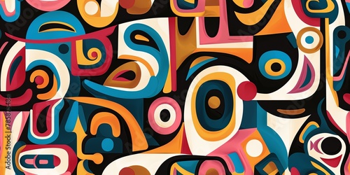 Abstract Aztec pattern Exploring artistic freedom with undefined shapes and colors AI Image photo