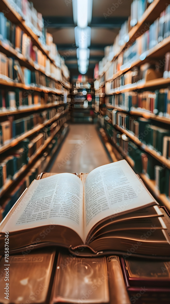 An open textbook on a library book, representing knowledge and education. An open textbook on a library book, representing knowledge and education.
