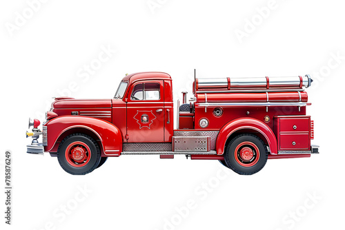 red fire truck isolated on white background photo