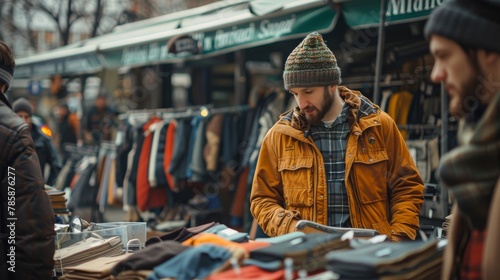 Vintage Clothing Market: Street Photography of Sellers and Eclectic Buyers