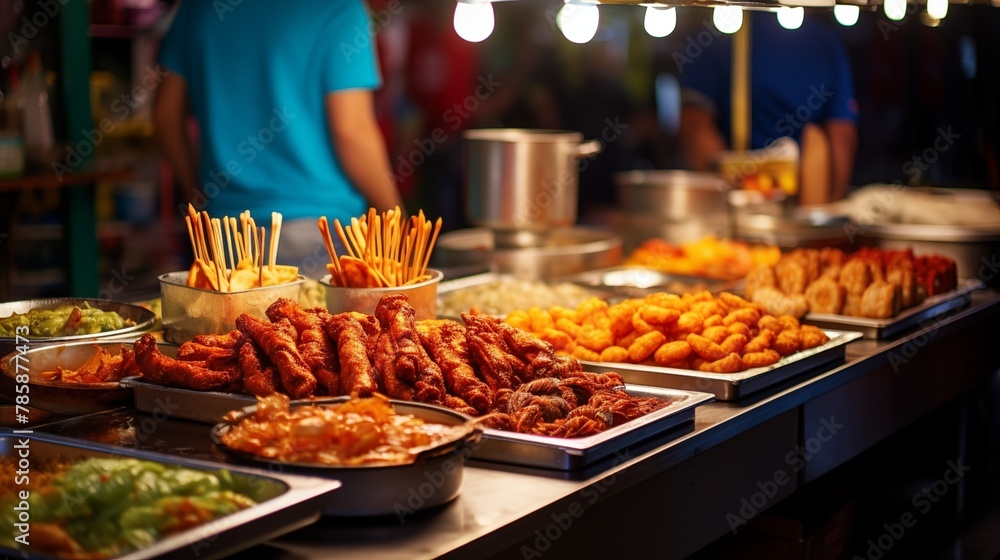 Obraz premium Carnival food stalls selling traditional delicacies like churros and empanadas
