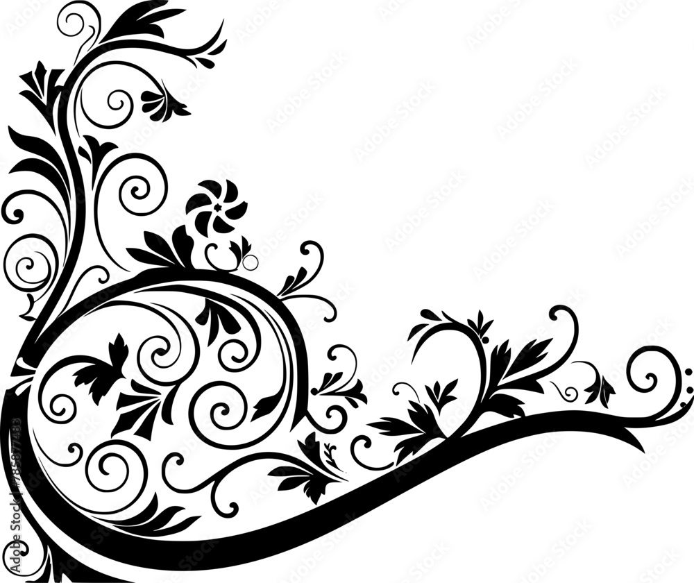 Fototapeta premium Border corner floral decorative ornament
