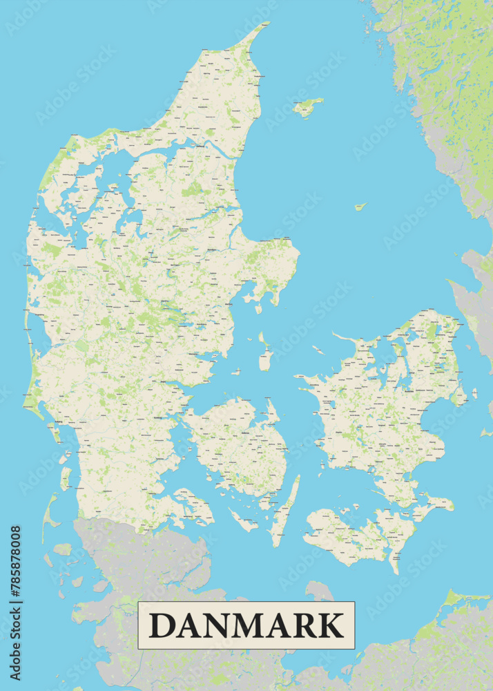 Obraz premium Denmark (Danmark) map poster art vector