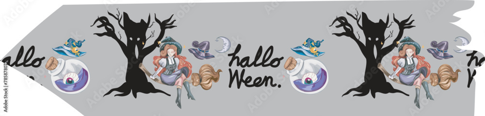 Halloween washi tape on transparent background. Halloween washi tape on transparent background.
