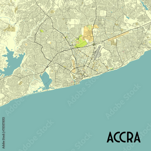 Accra, Ghana map poster art