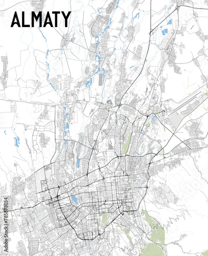 Almaty Kazakhstan map poster art