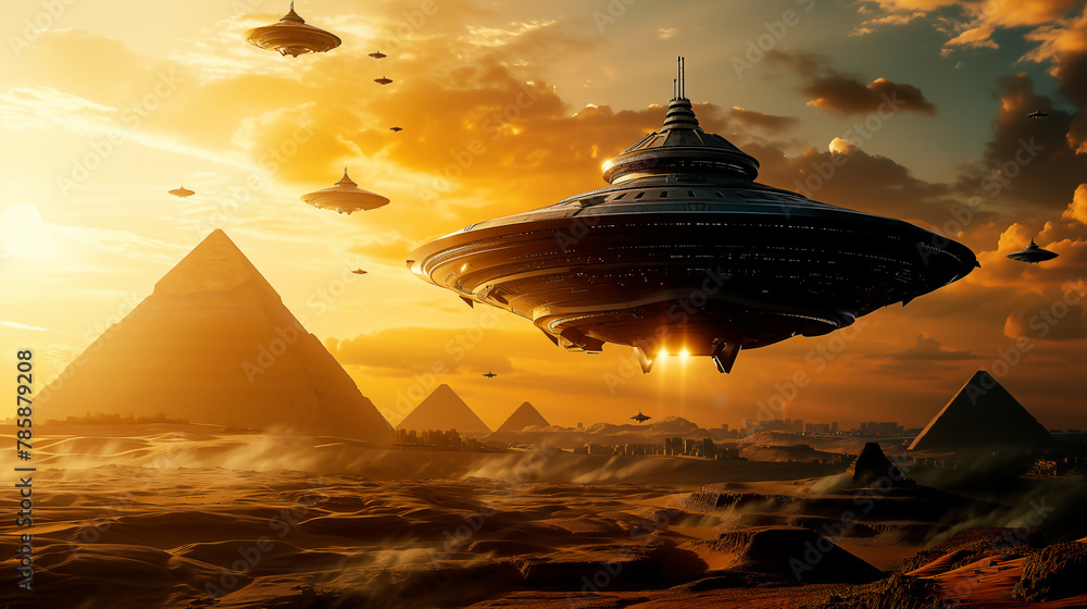 Alien ships at Giza Pyramids