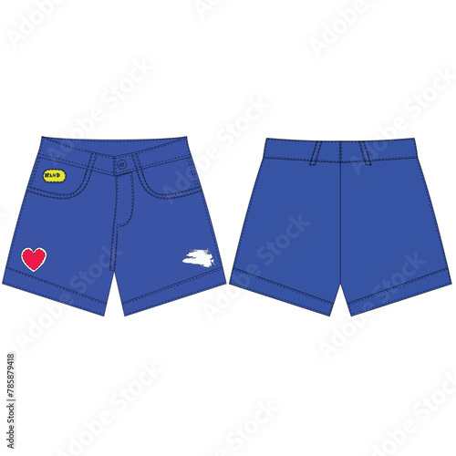 COLORED BLOCK SHORTS FOR UNISEX BOTTOM WEAR VVECTOR ILLUSTRATION