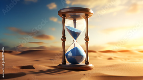 hourglass in a deseret time symbolism cycle on a sunlight background