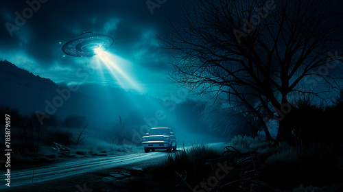 UFO beam strikes car
