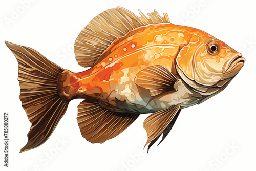 Fish. Taxidermy fish isolated on white. Exotic fish stuffed and mounted on a white background. Room for text. Clipping Path. Sport fishing trophies of exotic fish. Right pointing trophies. photo