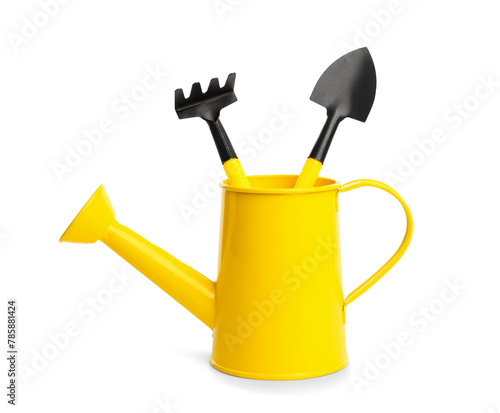 Gardening tools in a yellow...