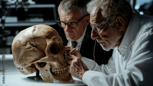 Paleontologists examine giant skull
