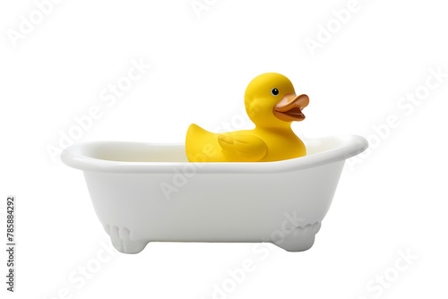 rubber duck in bath isolated on white background