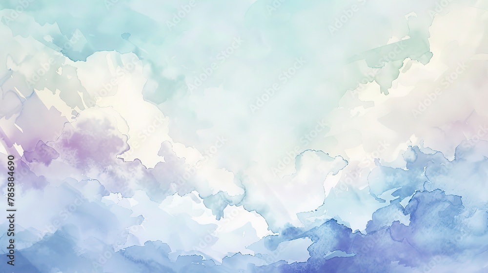 Soft watercolor washes blending gentle lavenders and sky blues, evoking the clear, renewing skies of spring. 