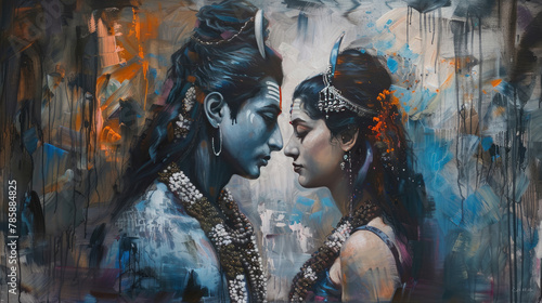 Lord shiva and parvathy creative concept photo