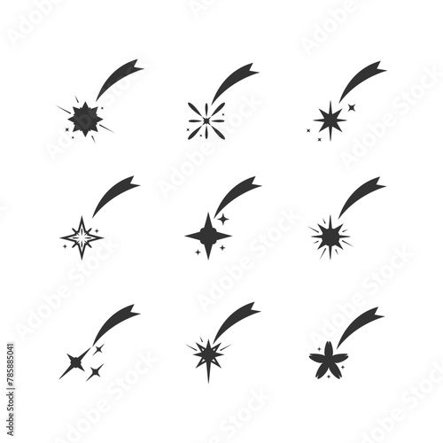 Shooting star icon different shape design vector collection