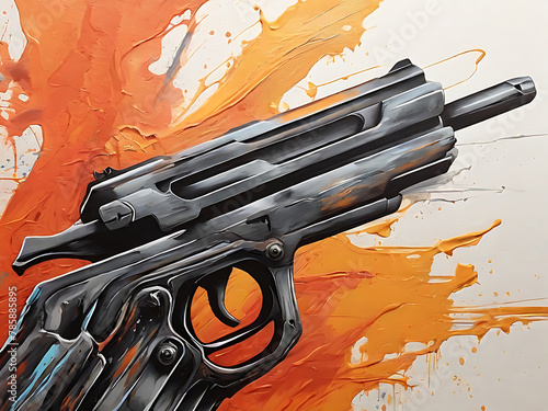 gun on oil painting style

