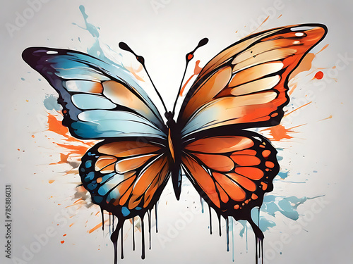 butterfly on oil painting style