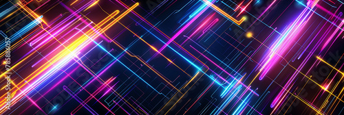 a vibrant background with neon lights and glowing lines  generative AI