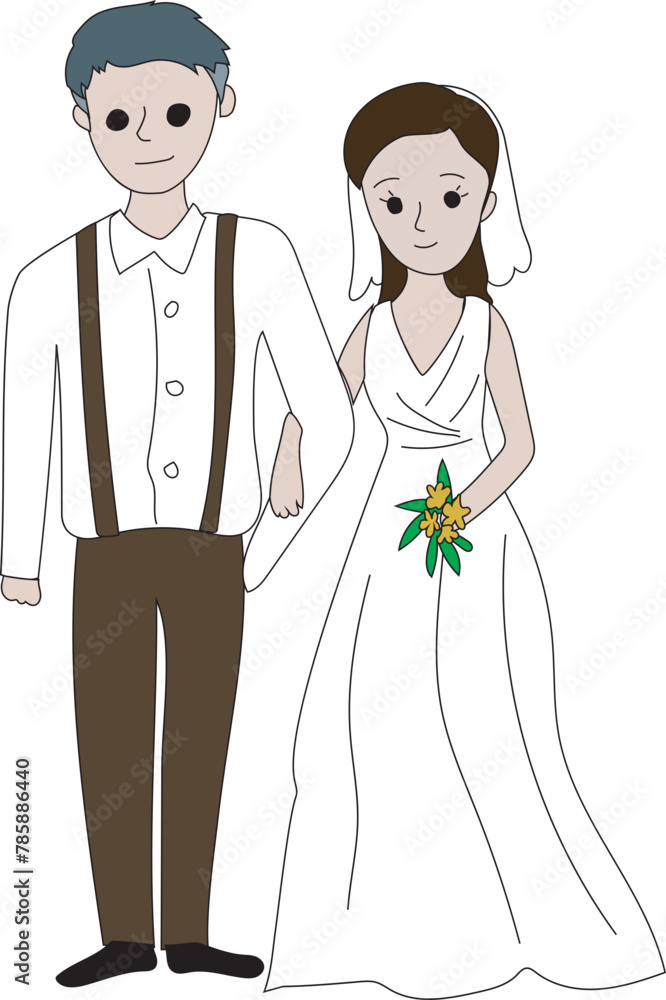 Wedding couple illustration, Transparent background. Wedding couple illustration, Transparent background.