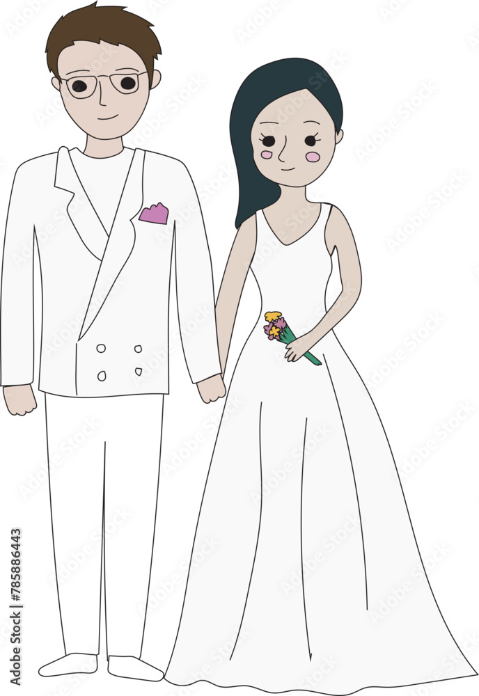 Wedding couple illustration, Transparent background. Wedding couple illustration, Transparent background.