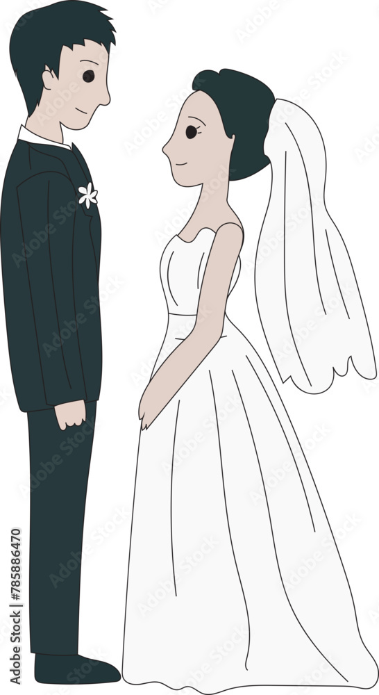 Wedding couple illustration, Transparent background. Wedding couple illustration, Transparent background.