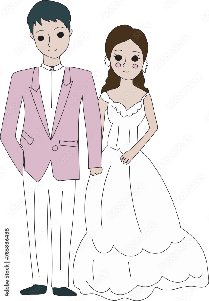 Wedding couple illustration, Transparent background.