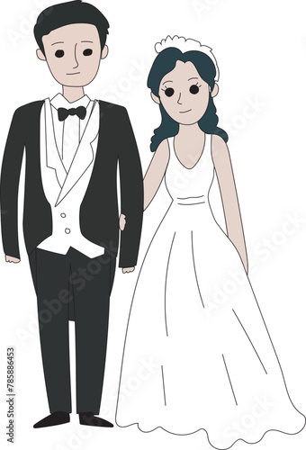 Wedding couple illustration  Transparent background.