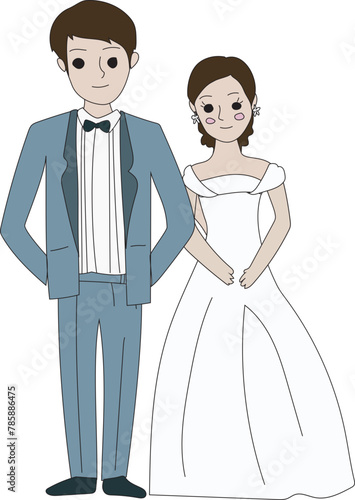 Wedding couple illustration, Transparent background.