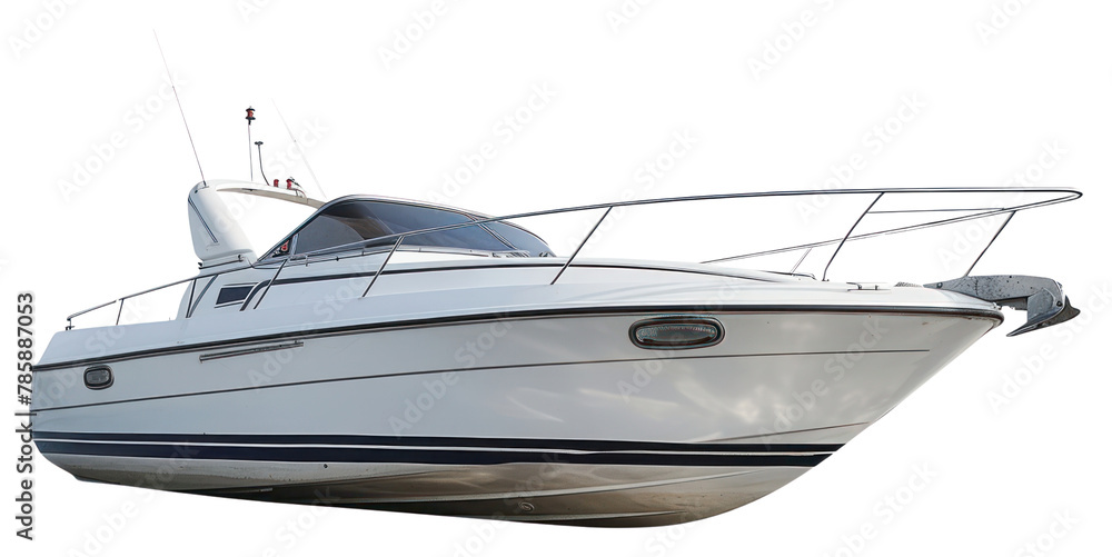 Naklejka premium PNG Photo of speed boat vehicle yacht white background