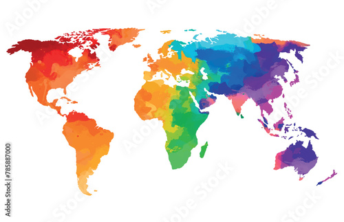 World map  vector colorful watercolor illustration.