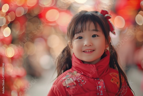 Chinese new year party with family being enjoyed by a small girl