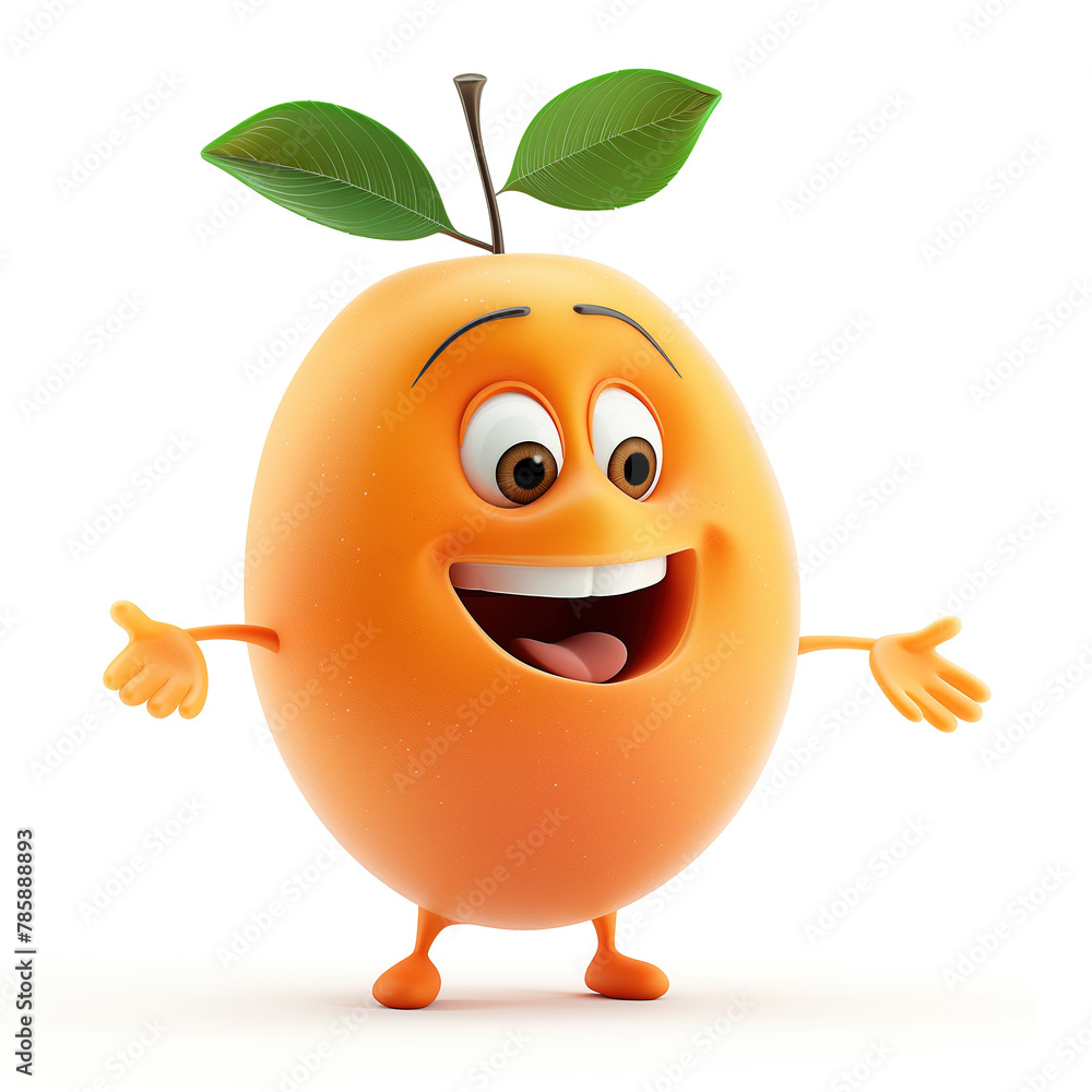 Smiling apricot, cute and funny character isolated on white background Smiling apricot, cute and funny character isolated on white background