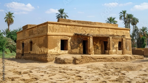 Ancient Egyptian temples and residential buildings