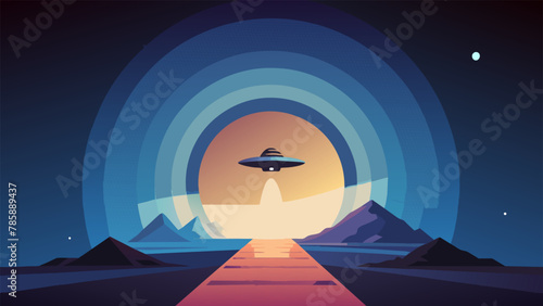 The wormhole stands as a serene gateway to the infinite possibilities of the universe and the spaceship slowly enters igniting its engines and