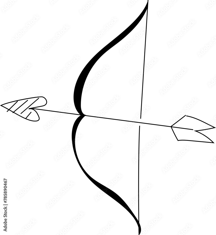 Hand drawn archer illustration on transparent background.
