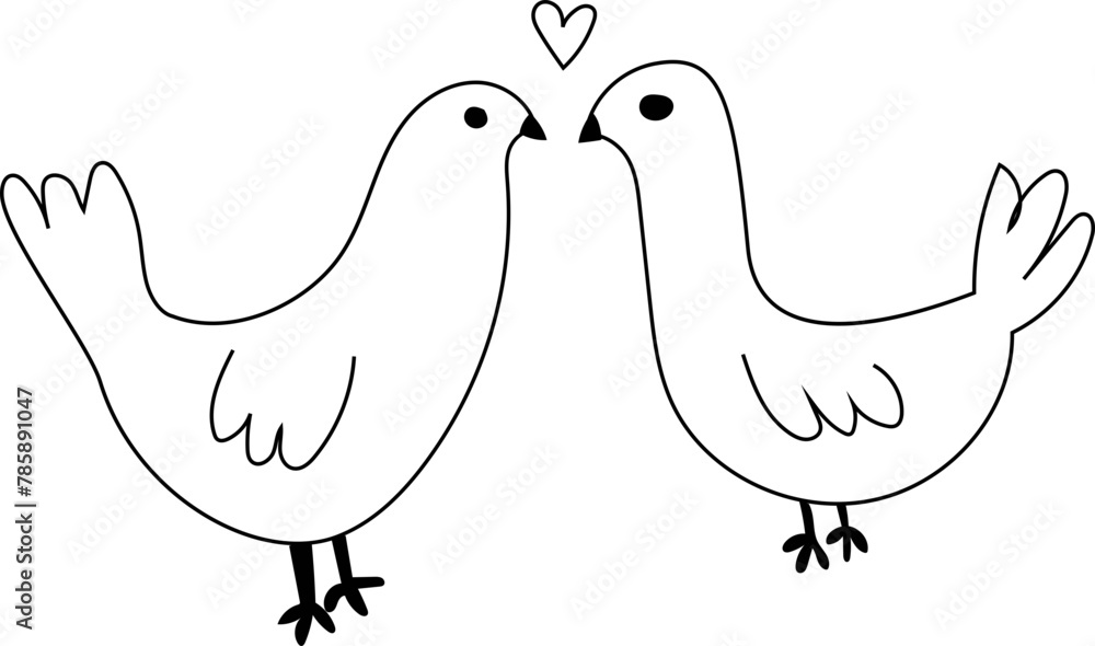 Fototapeta premium Hand drawn duck couple illustration on transparent background. 