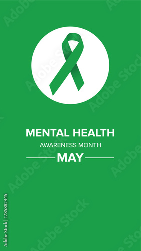 Mental Health Awareness Month in May. Raising awareness of mental health. Control and protection. Prevention campaign. Medical health care.	