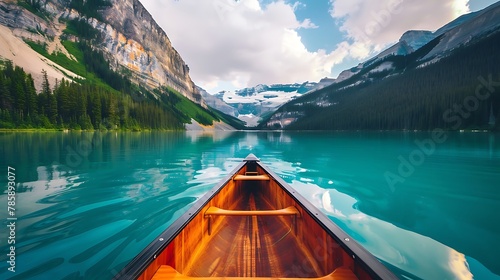 lake louise banff national park. Excitement of canoeing on a tranquil lake, International Tour Day, Tourism, © Soul