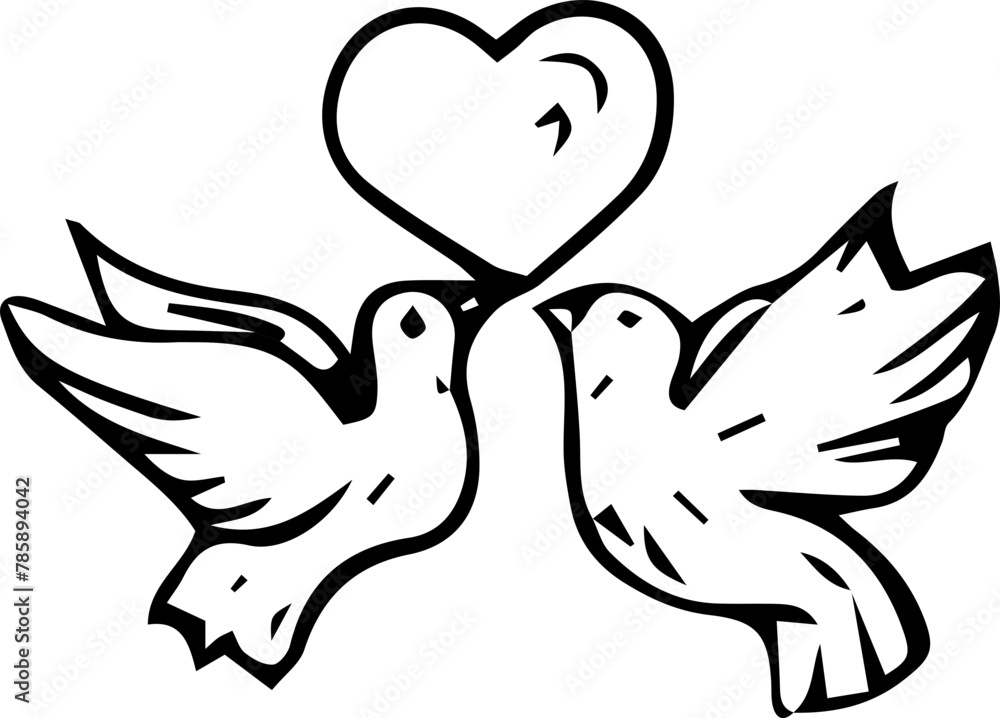 Hand drawn bird couple illustration on transparent background.
Hand drawn bird couple illustration on transparent background.