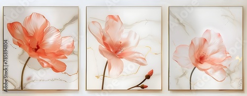 3 set graphic flower wall art. Stylish Graphic Flower Trio Artwork