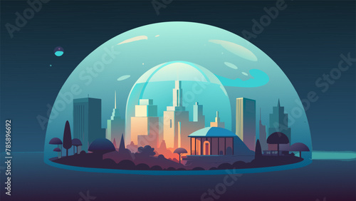 In the heart of Bioluminescent City a massive dome protects the inhabitants from the harsh environment outside and within its translucent walls