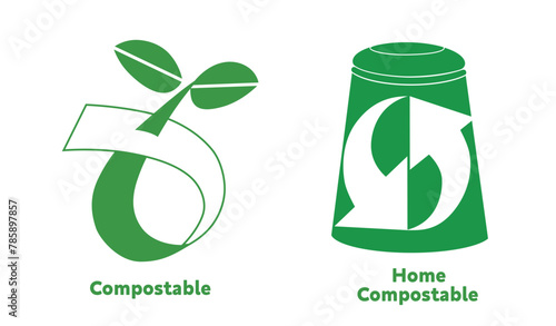 Green Compostable, Home Compostable vector icon